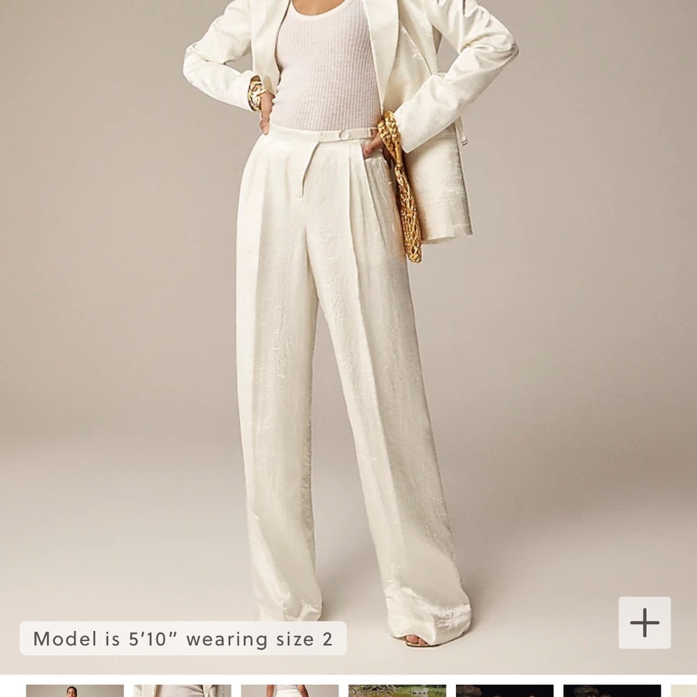 J.crew white satin pants size 6 - Anna October wide leg trouser